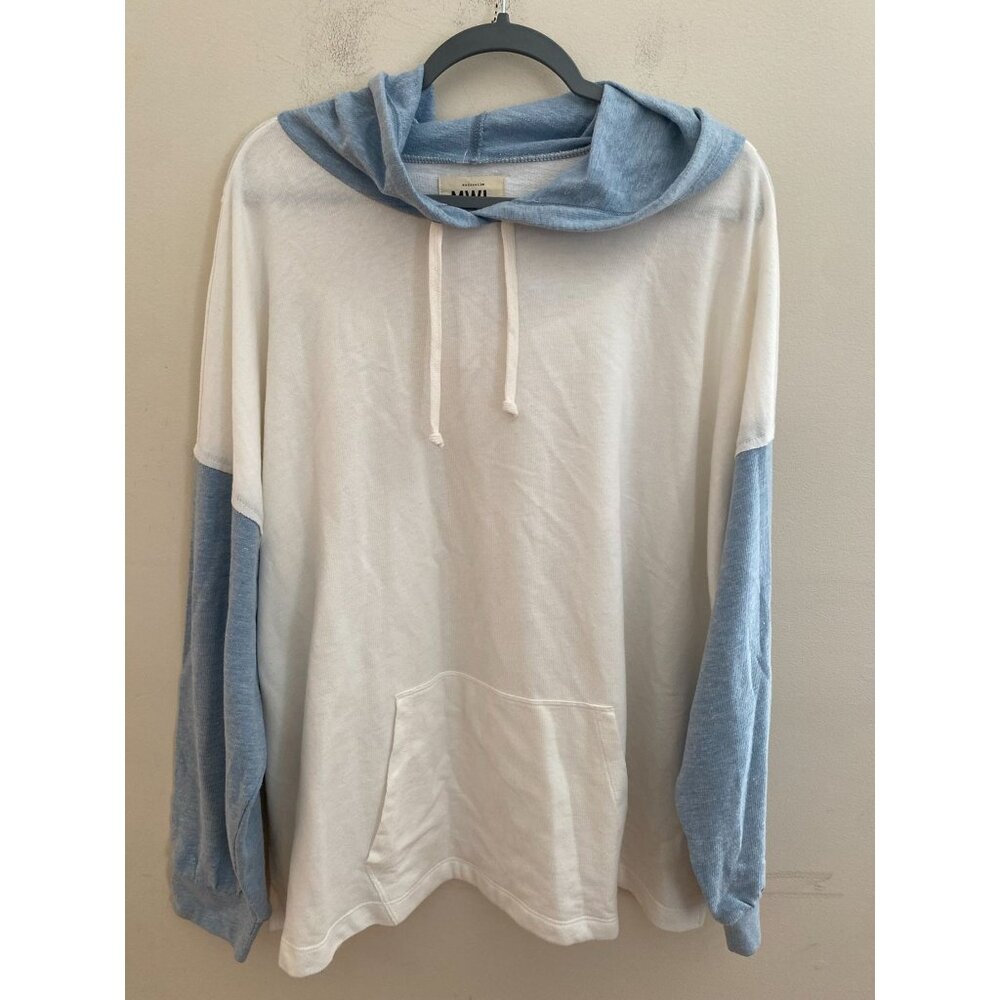 NWT Madewell Plus MWL Skyterry Hoodie Sweatshirt Colorblock Blue Size‎ 2X